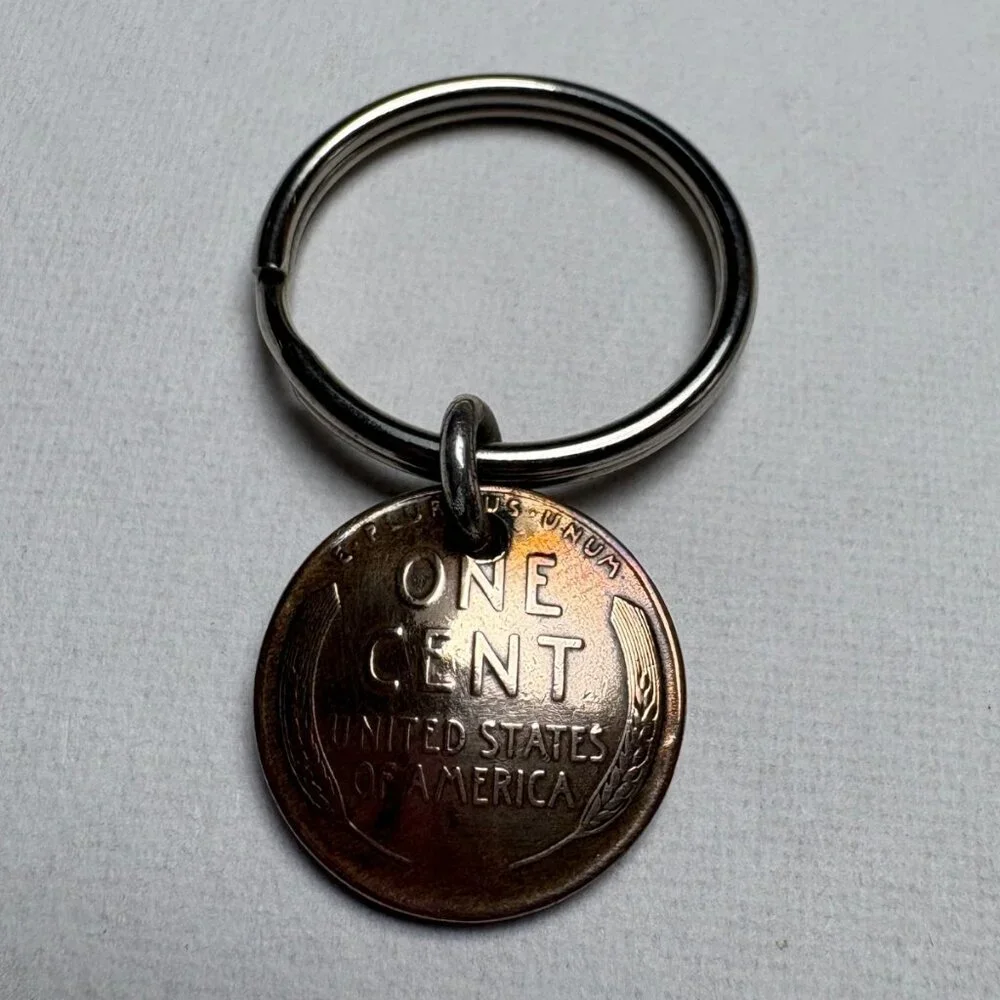 Made From Coins Wheat Penny Keyring – Handcrafted Artisan Design – NWOT